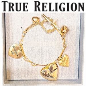 True Religion Gold Heart Charm Toggle Bracelet